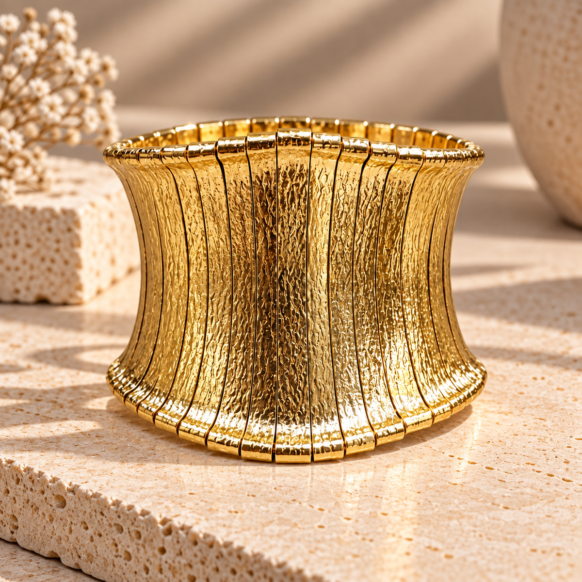 Elara Sculptural Cuff Bracelet - detail view
