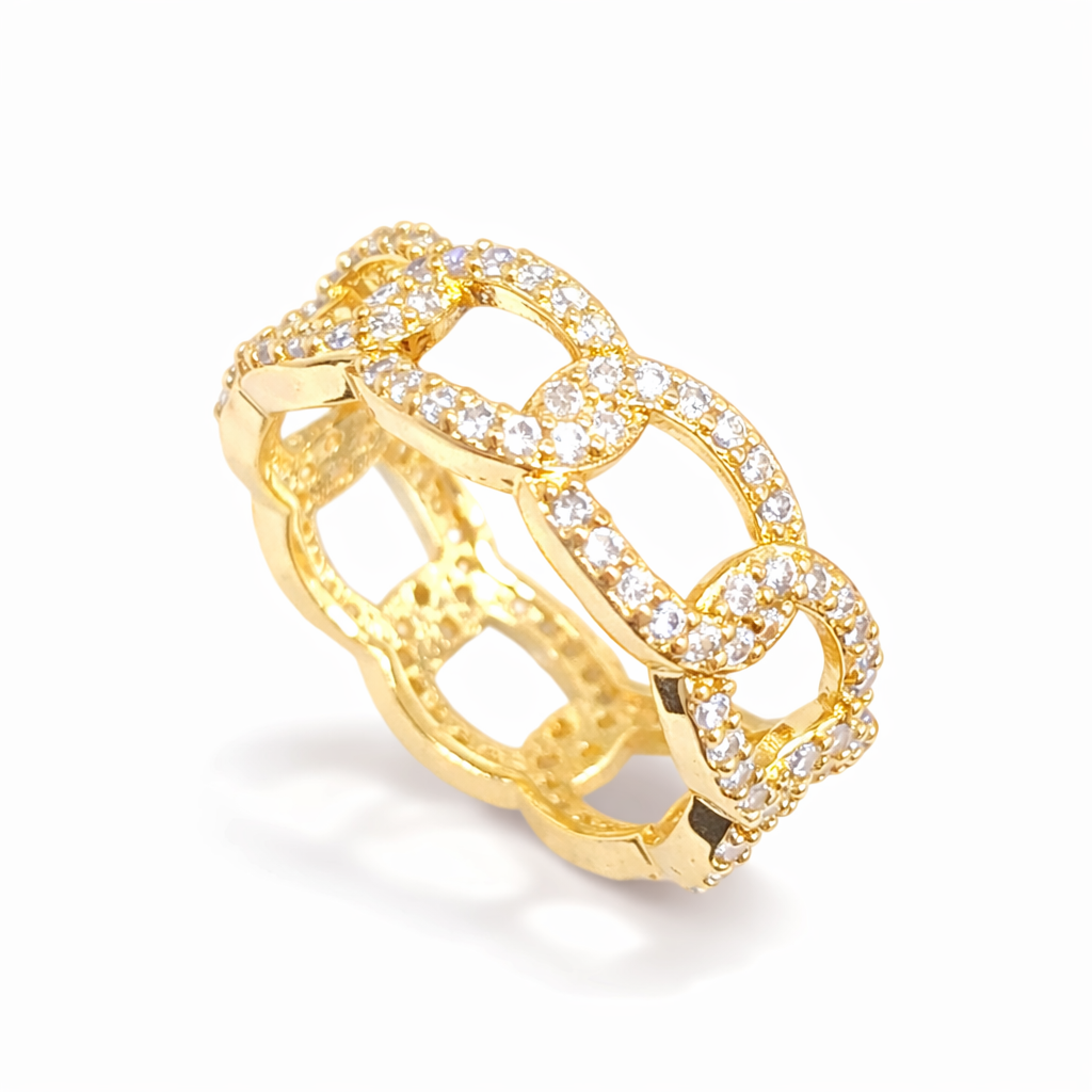 CZ Cuban Chain Ring - gold-filled