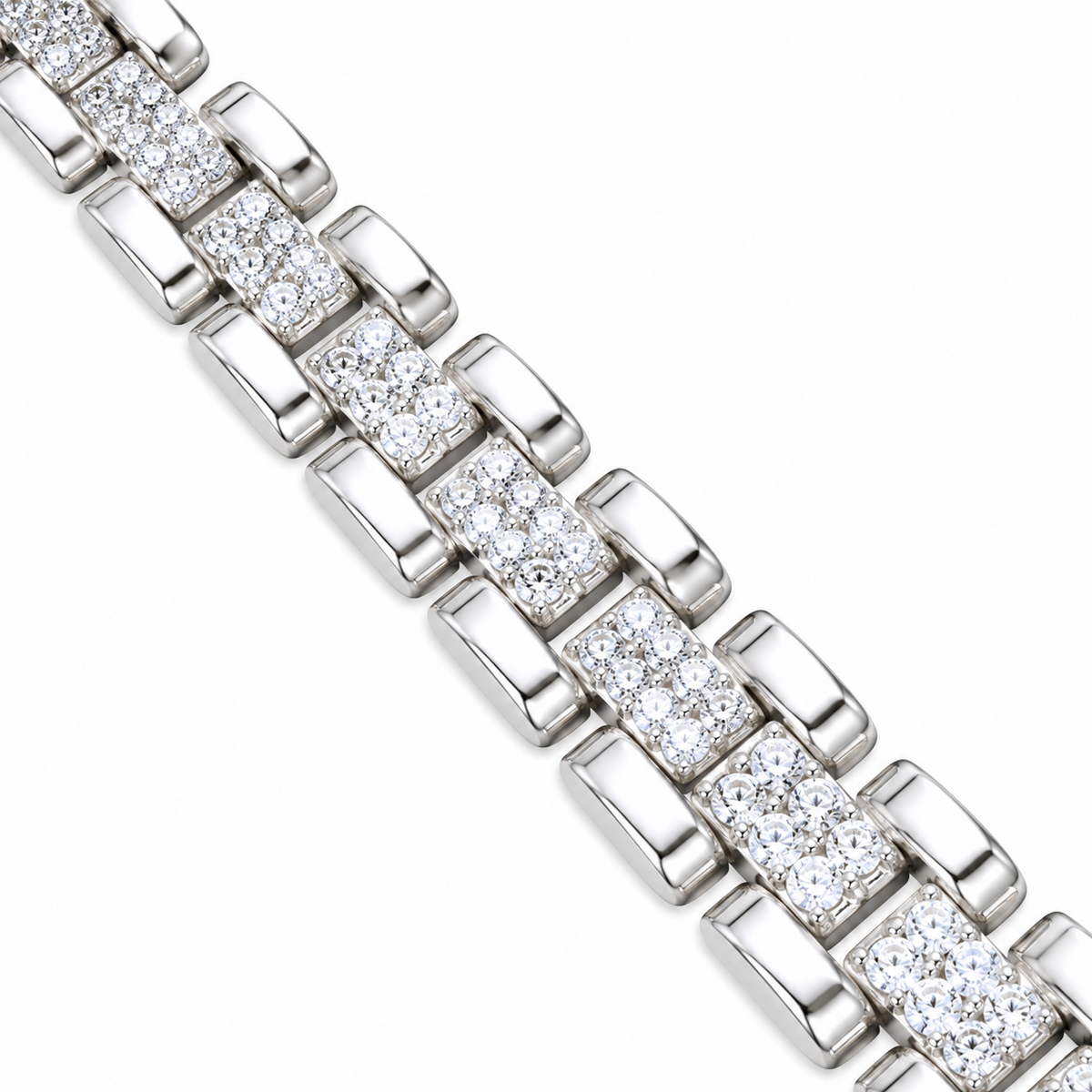 Silver Pavé Link Bracelet - gold plated