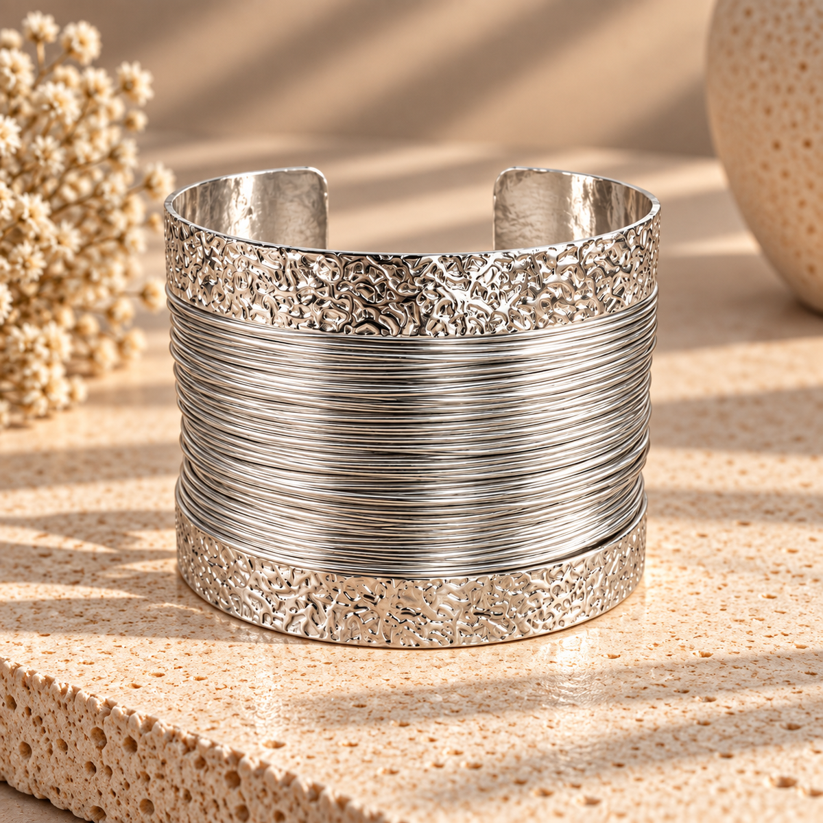 Linea Textured Cuff Bracelet - detail view