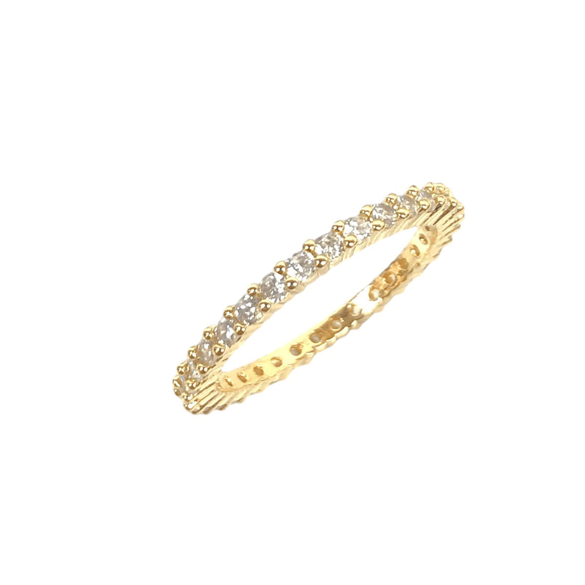 18K gold filled CZ eternity band ring with round stones