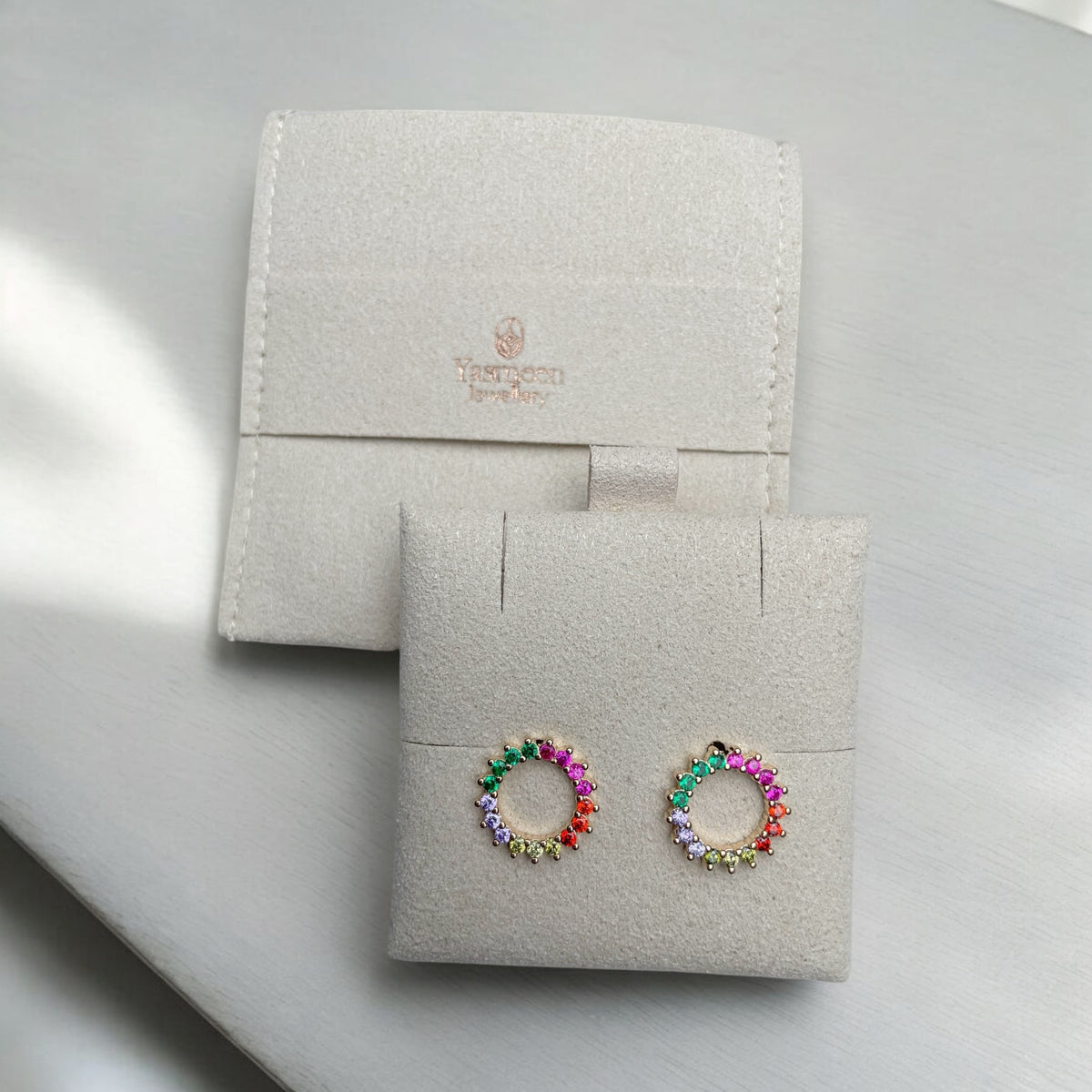 CZ Marquise Stud Earrings - gold-filled, side view