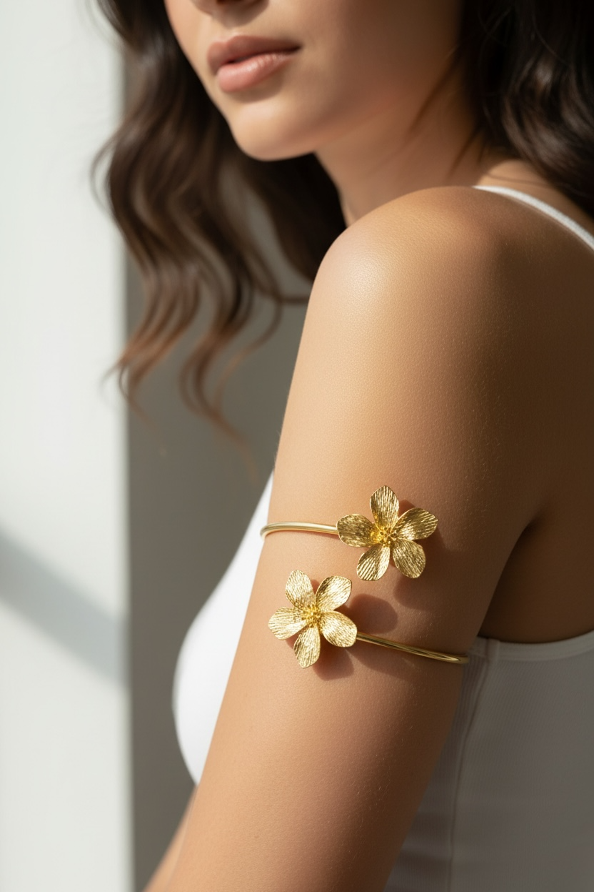 Nefara Arm Cuff - gold plated, styled