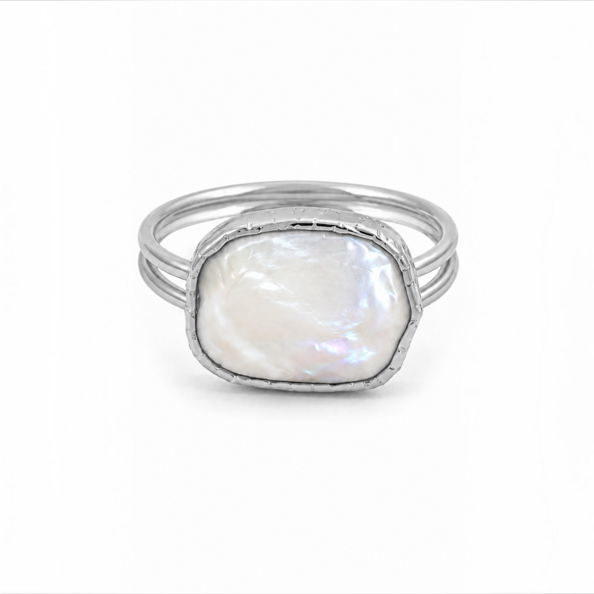 Mother of Pearl Stone Ring - mother of pearl, side view