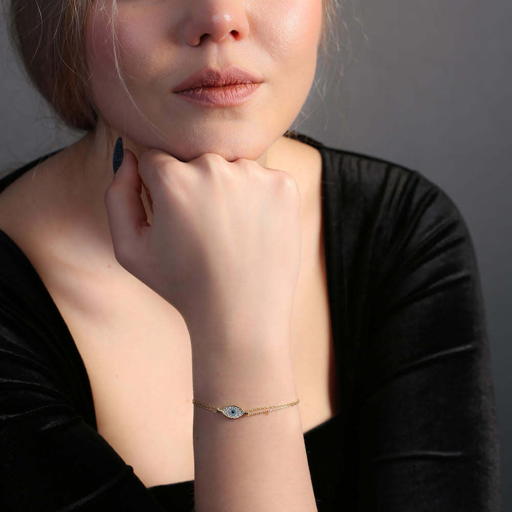Evil Eye Bracelet - handmade sterling silver, detail view