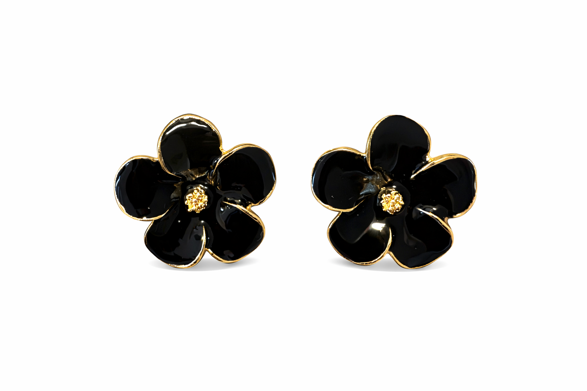 Plumeria Flower Earrings - gold plated