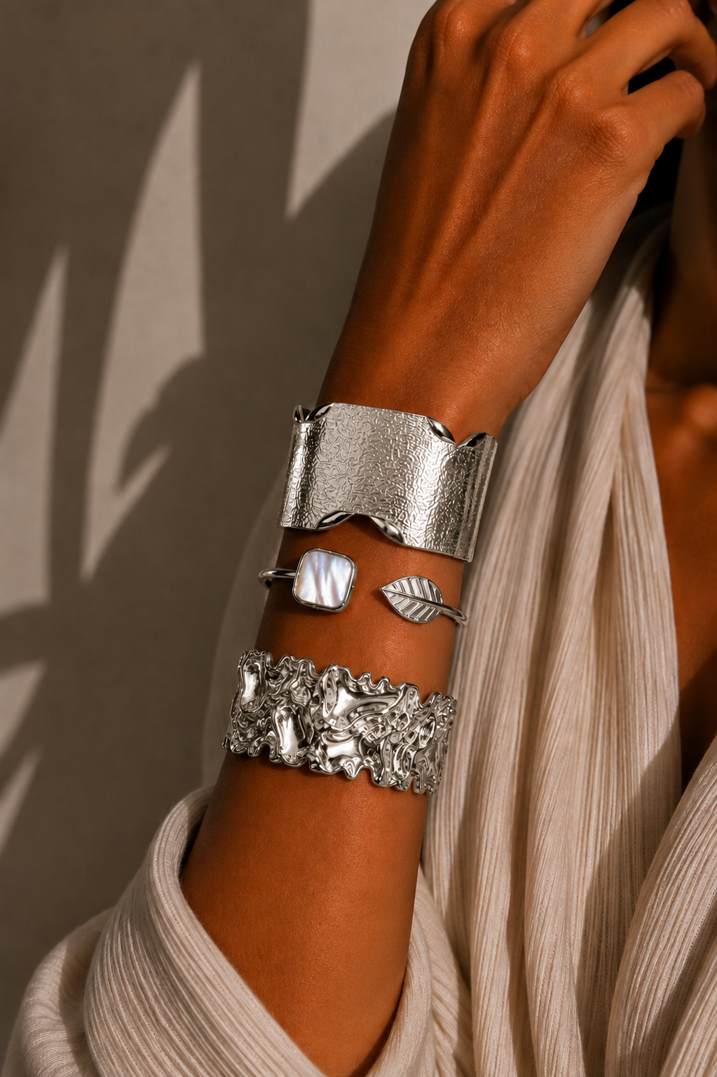 Dalia cuff bracelet worn on wrist