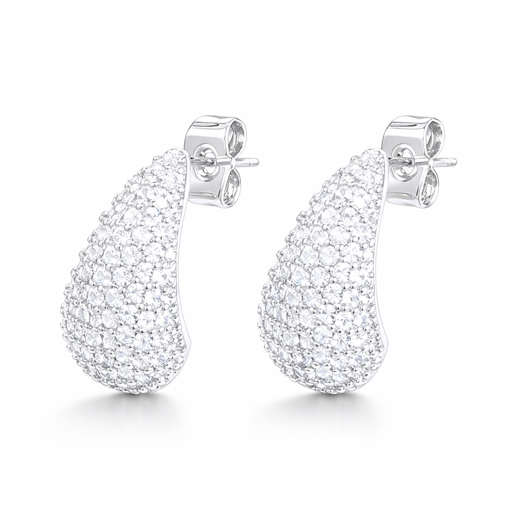 Noura CZ Earrings - gold-filled, detail view