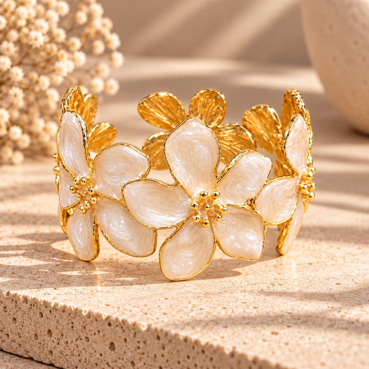 Fleur Floral Cuff Bracelet - detail view