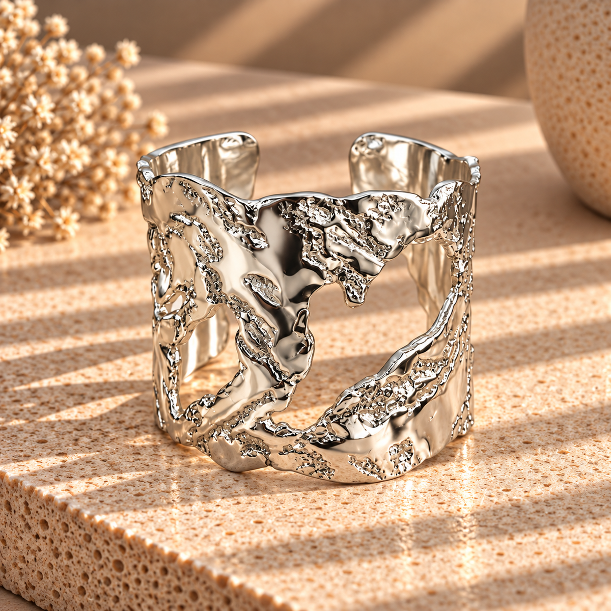 Molten gold cuff bracelet detail