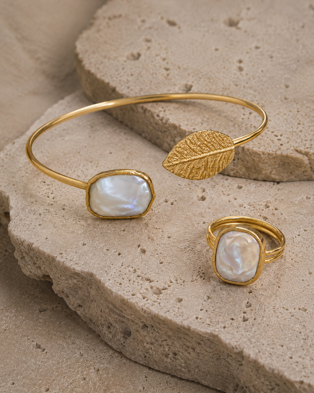 Mother of Pearl Stone Ring - mother of pearl, styled