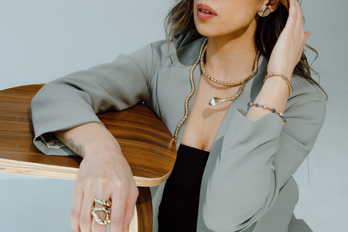 Sahara Snake Necklace - styled