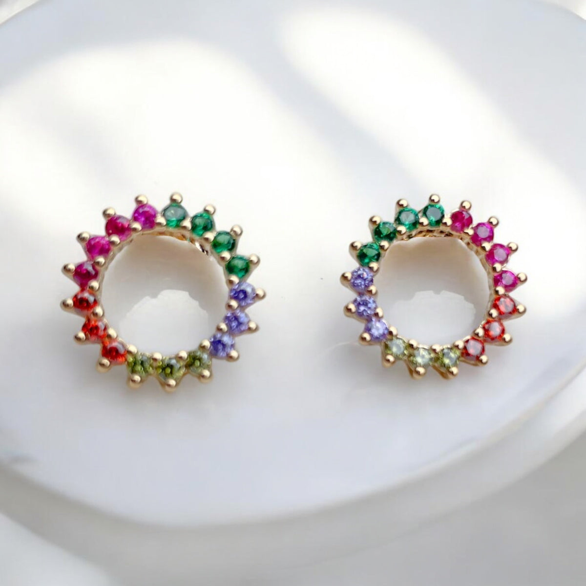 CZ Marquise Stud Earrings - gold-filled, detail view