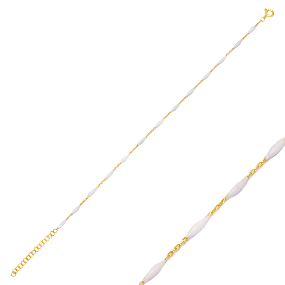 Reem Bracelet - White Enamel - gold plated