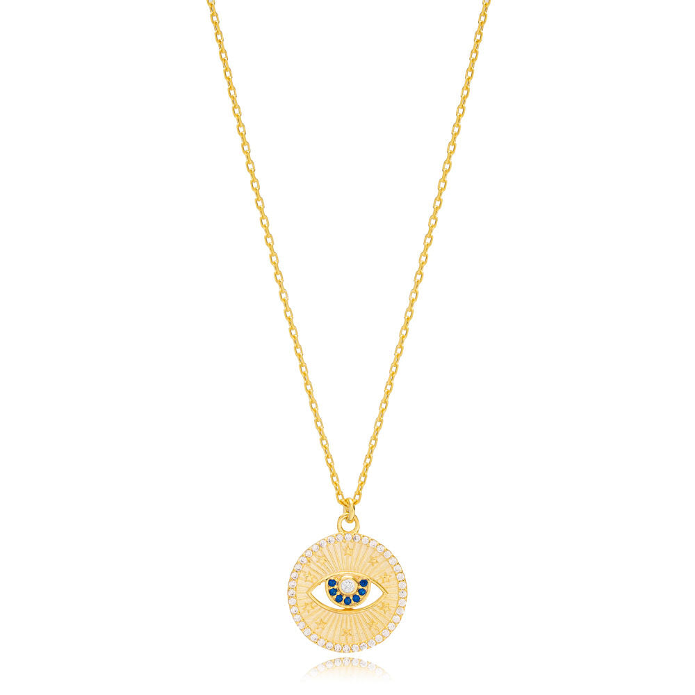 Naya sapphire evil eye medallion necklace