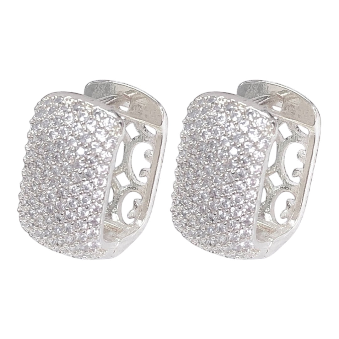 Alexandria CZ earrings in rhodium filled with pave cubic zirconia
