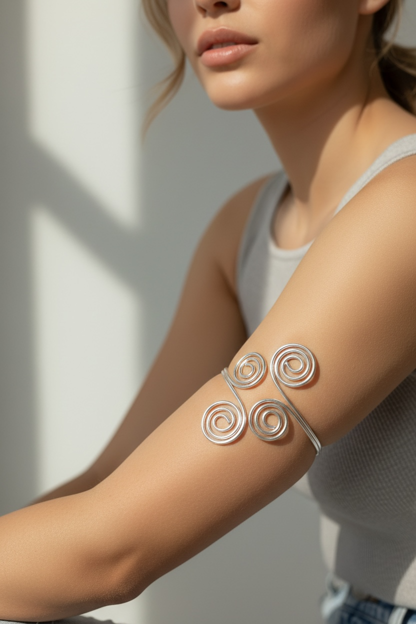 Nefara Arm Cuff - gold plated, detail view