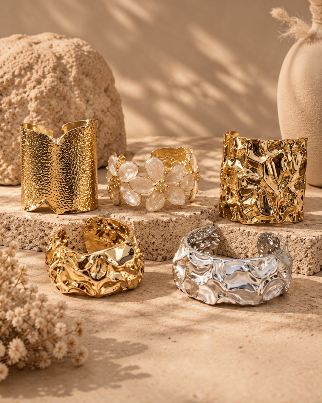 Fleur Floral Cuff Bracelet - styled